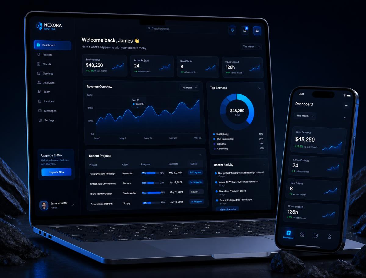 Modern business website designed by PeakWeb shown on a laptop and phone